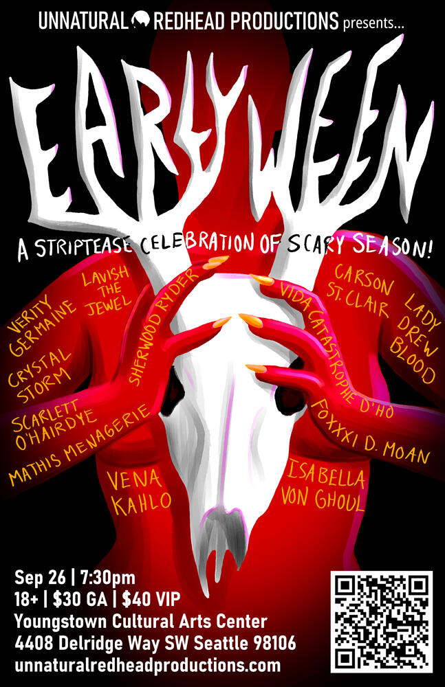 The poster for Earlyween, a Halloween-themed burlesque show