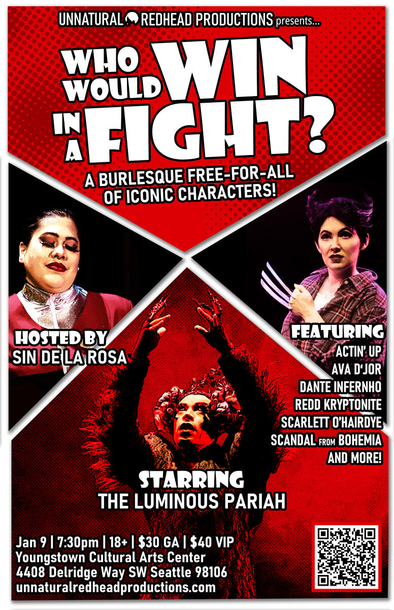 Who Would Win in a Fight? The poster for "Who Would Win in a Fight?" A burlesque free-for-all of iconic characters!